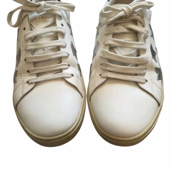 Saint Laurent Paris Court Classic Star Sneakers Leather Women’s Size 39.5 (8.5) - Picture 11 of 16